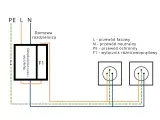 Schemat instalacji elektrycznej z wyłącznikiem różnicowoprądowym chroniącym przed nadmiernym prądem znamionowym.
