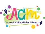 Logo coloré pour l'ACM (Accueil Collectif des Mineurs) avec des bulles et des silhouettes joyeuses.