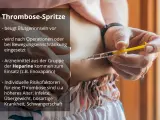 Subkutane Injektion am Oberschenkel mit Clexane zur Thromboseprophylaxe.