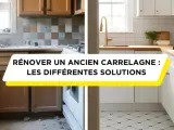 Avant/après d'une cuisine : la rénovation du carrelage mural et au sol transforme l'espace.
