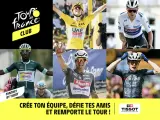 Tour de France Club logo and cyclists in action. Build your fantasy team and win the tour!