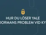 Guldfärgad hänglåsikon ovanför texten "HUR DU LÖSER YALE DOORMANS PROBLEM VID KYLA".