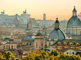 A breathtaking panorama of Rome's domes and rooftops at sunset, capturing the essence of Rome in one day.