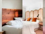 Ideas dormitorio rústico: camas con cabeceros de madera natural, telas suaves y detalles decorativos que evocan la naturaleza.