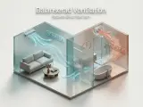 Balanserad ventilation i hemmet: Frisk luft till vardagsrummet och fuktig frånluft ut från badrummet.