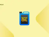 Niebieski kanister z napisem "MOTOR OIL" symbolizuje oznaczenia oleju silnikowego.