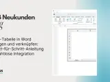 Anleitung: Excel-Tabelle in Word einfügen und verknüpfen. Word-Oberfläche mit eingefügter Excel-Tabelle.