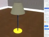 Lampe sur pied avec abat-jour beige, prête à refaire un abat-jour. Paramètres 3D pour ajuster l'ampoule.
