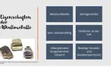 Bilder von weichen, silberglänzenden Metallen, die Eigenschaften der Alkalimetalle wie geringe Dichte und hohe Reaktivität zeigen.