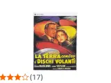 Locandina del film "La Terra contro i dischi volanti", con una coppia spaventata circondata da dischi volanti colorati.