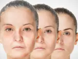 Trois visages de femmes montrant le processus de régénération de la peau, du plus âgé au plus jeune.