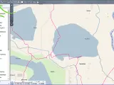 Mapa ewidencyjna z zaznaczonymi granicami obrębów, działkami ewidencyjnymi i budynkami. Widoczne są również hydrografia i nazwy miejscowości.