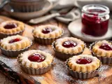 Små hallongrottor, perfekta för fikat. Ett enkelt hallongrottor recept ger dessa söta bakverk med sylt i mitten.