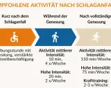 Empfohlene Aktivitäten nach Schlaganfall: Anfangs Übungen, dann schrittweise Steigerung der Intensität für das Schlaganfall Hand Training.