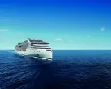 Il pacchetto foto MSC mostra la nave da crociera MSC World Europa che solca le acque blu sotto un cielo limpido.