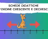 Schede didattiche per la classe prima sull'ordine crescente e decrescente. Un canguro salta su una linea dei numeri da 0 a 10.