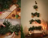 Julgrans inspo: gör en väggjulgran av granris och bollar. Enkla steg för en unik jul.