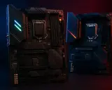 Deux cartes mères modernes, éclairées par des LED bleues et rouges. Un guide pour comment choisir sa carte mère.