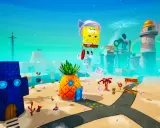 SpongeBob wesoło lata nad Bikini Dolnym, gotowy do kolejnych przygód w spongebob gry online.