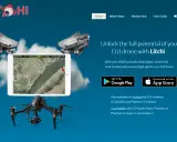 Litchi App: Steuere deine DJI Drohne mit der Litchi App. Hier siehst du Drohnen, ein Tablet mit Kartenansicht und Download-Buttons.