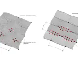 Diagramas de membranas elásticas con puntos de anclaje y barras de refuerzo. Una **guía de anclajes** muestra la distribución de los puntos de sujeción.