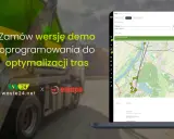 Oprogramowanie do optymalizacji tras Waste24.net i Emapa prezentuje wyznaczanie trasy dojazdu z zaznaczonymi punktami i czasem przejazdu.