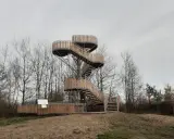Wieża widokowa w rezerwacie Beka zaprasza na spacer pośród drzew.