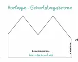 Vorlage für eine Geburtstagskrone zum Basteln. Schneide die Krone aus und klebe sie zusammen.