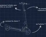 Schéma d'une trottinette électrique, illustrant son fonctionnement, son choix, son achat et ses avantages.