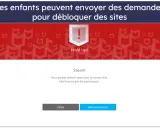Fenêtre de blocage de site web pour le contrôle parental d'ordinateur. Steam est inaccessible, mais l'enfant peut demander l'autorisation.