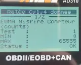 P1337 Citroen: EWMA Misfire Compteur (counts) Test: 1, MIN: 0, MAX: 65535, Status: OK.