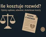 Ile kosztuje rozwód? Waga sprawiedliwości, pozew o rozwód i monety zł wskazują na koszty sądowe i adwokackie.