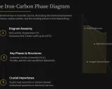 Diagramma ferro-carbonio: mappa fondamentale per la scienza dei materiali, illustra temperature, carbonio e fasi risultanti. Guida il trattamento termico per acciai su misura.
