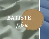 A close-up of draped batiste fabric in soft green and blue hues. This lightweight, finely woven batiste fabric is perfect for delicate garments.