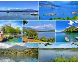Splendidi laghi balneabili con isole, montagne e barche. Un invito alla vacanza in paesaggi incantevoli.