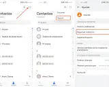 Jak przywrócić kontakty z kosza? Kliknij "Ajustes" (Ustawienia), a następnie "Organizar contactos" (Organizuj kontakty).