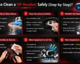Instrukcja czyszczenia VR: myj ręce, używaj ściereczki z mikrofibry do soczewek, dezynfekuj zewnętrzną część, czyść kontrolery, susz i przechowuj w czystym miejscu. Dowiedz się, czym czyścić elektronikę.