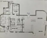 Szerokość korytarza w domu jest kluczowa dla komfortu. Na planie widać różne wymiary, np. 120 cm przy wejściu do salonu.