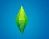 Zielony symbol Plumbob z gry The Sims 4, odbijający się na niebieskim tle. Pomocne przy debugowaniu gry.