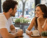 Para o par, o que falar em um relacionamento é um café e um sorriso.