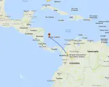 Trasa lotu z Medellín do San Andrés na mapie Ameryki Środkowej i Południowej.