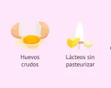 Alimentos que no puede comer una embarazada: pescado crudo, huevos crudos, lácteos sin pasteurizar y fruta/verdura sin lavar.