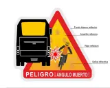 Advertencia de peligro: un ciclista choca contra el ángulo muerto de un camión.