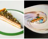 Dos postres de alta cocina, uno con caviar y salmón, otro con cristales de colores. ¿Cuántas estrellas Michelin se pueden tener con tanta exquisitez?