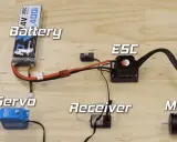 Ein RC-System mit BEC, Akku, ESC, Servo, Empfänger und Motor.