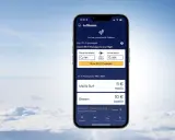 Lufthansa-appen visar alternativ för att köpa lufthansa wifi-paket för en flygning mellan FRA och BER.