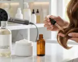 Rutina para saber como hidratar el pelo: champú sin sulfatos, crema y aceite capilar.