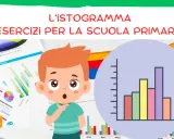 Un bambino sorpreso guarda un istogramma delle vacanze scuola primaria, con grafici e diagrammi sullo sfondo.