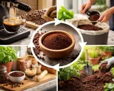 Cycle de vie du marc de café : de l'espresso à l'engrais pour plantes, en passant par le compostage. Le marc de café escargot nourrit la terre.