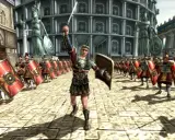 Rzymski legionista z mieczem wzniesionym ku górze, symbolizujący potęgę i upadek imperium. W tle kolumnada i żołnierze.